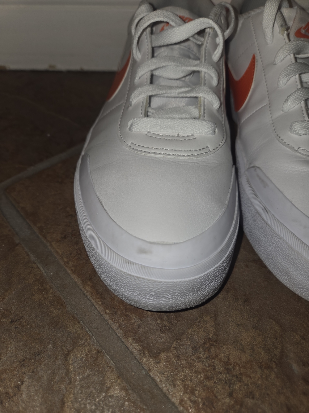 Nike Court Legacy Sneakers White Orange Low Top Lace Up Casual Shoes Unisex - Picture 5 of 11
